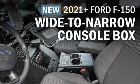 Gamber-Johnson Ford F-150 Wide-to-Narrow Console Box Keeps Police Gear Organized