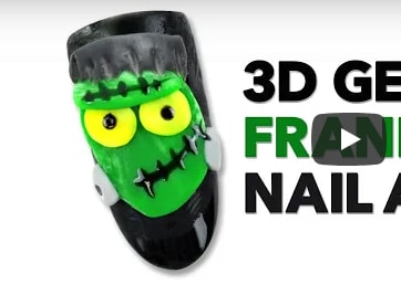 3-D Frankenstein's Monster Nail Art