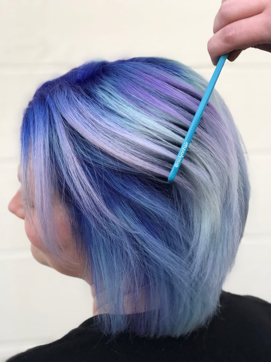 TRANSFORMATION: Rainbow Curls to Aurora Borealis Galaxy Hair Color