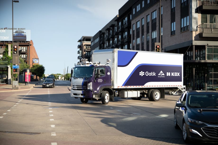 Isuzu truck with Gatik autonomous control system.