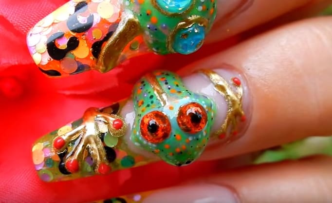 3-D Gecko Lizard Nails (Time Lapse)