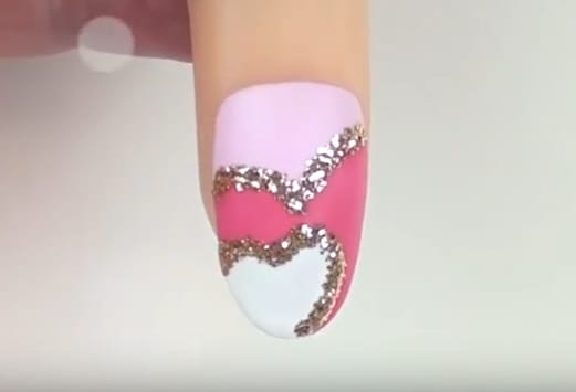 Glitter Hearts Nail Art