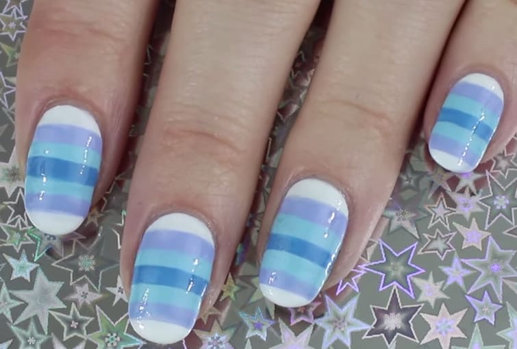 Tiered Gradient Nail Art Without Implements