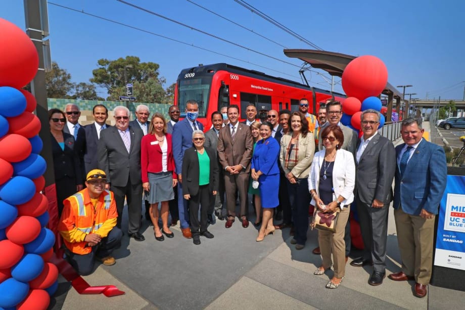 Transit Leaders Take First Trip on Mid-Coast Trolley Extension
