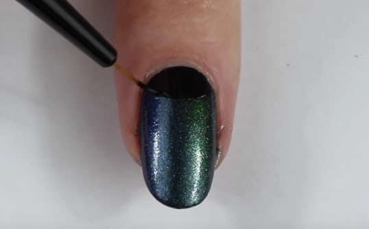 Holographic/Multichrome Half Moon Gradient Nails