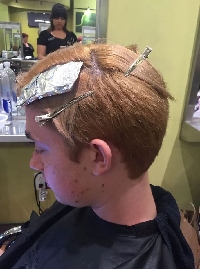 Strawberry Blonde to Dimensional Blue Hair Makeover by Hannah Barnette