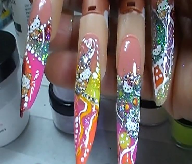 Hello Kitty Stiletto Nail Design Tutorial