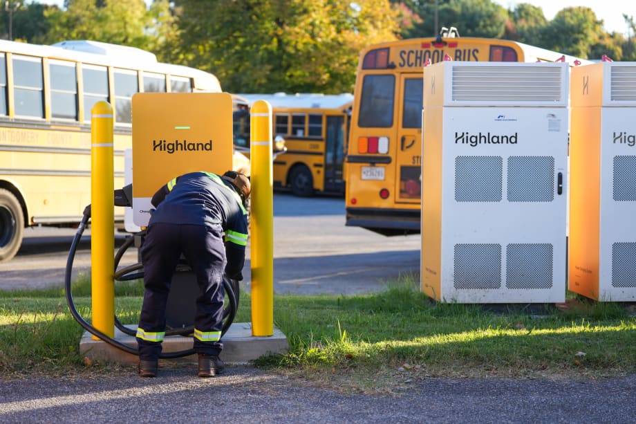 Highland Electric Fleets chargers and buses.