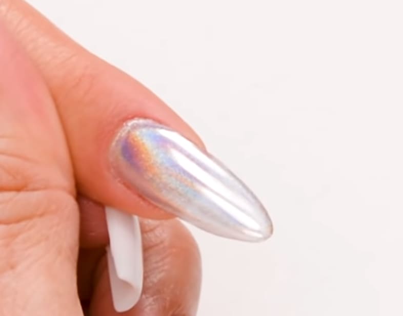 Almond Shaped Holo Chrome Nail Tutorial