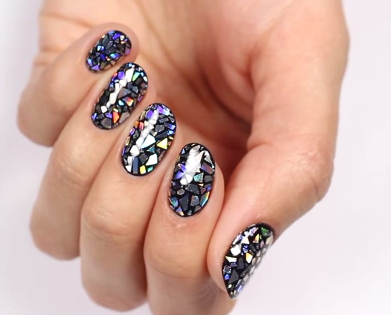 Holographic Shattered Glass Nail Art Tutorial