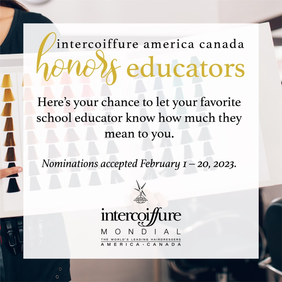 New Intercoiffure Program Honors Educators; Sends Winner to Spring Gathering