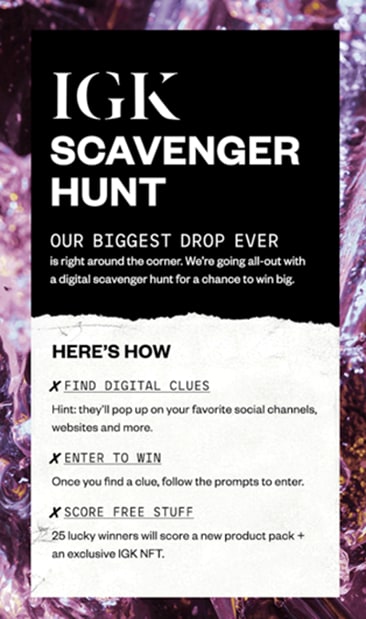 IGK Launches Online NFT Scavenger Hunt to Tease a New Hair Category