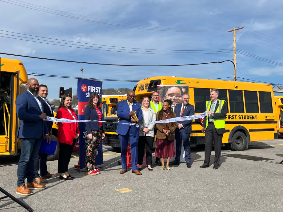 Pittsburg school bus deployment ribbon cutting