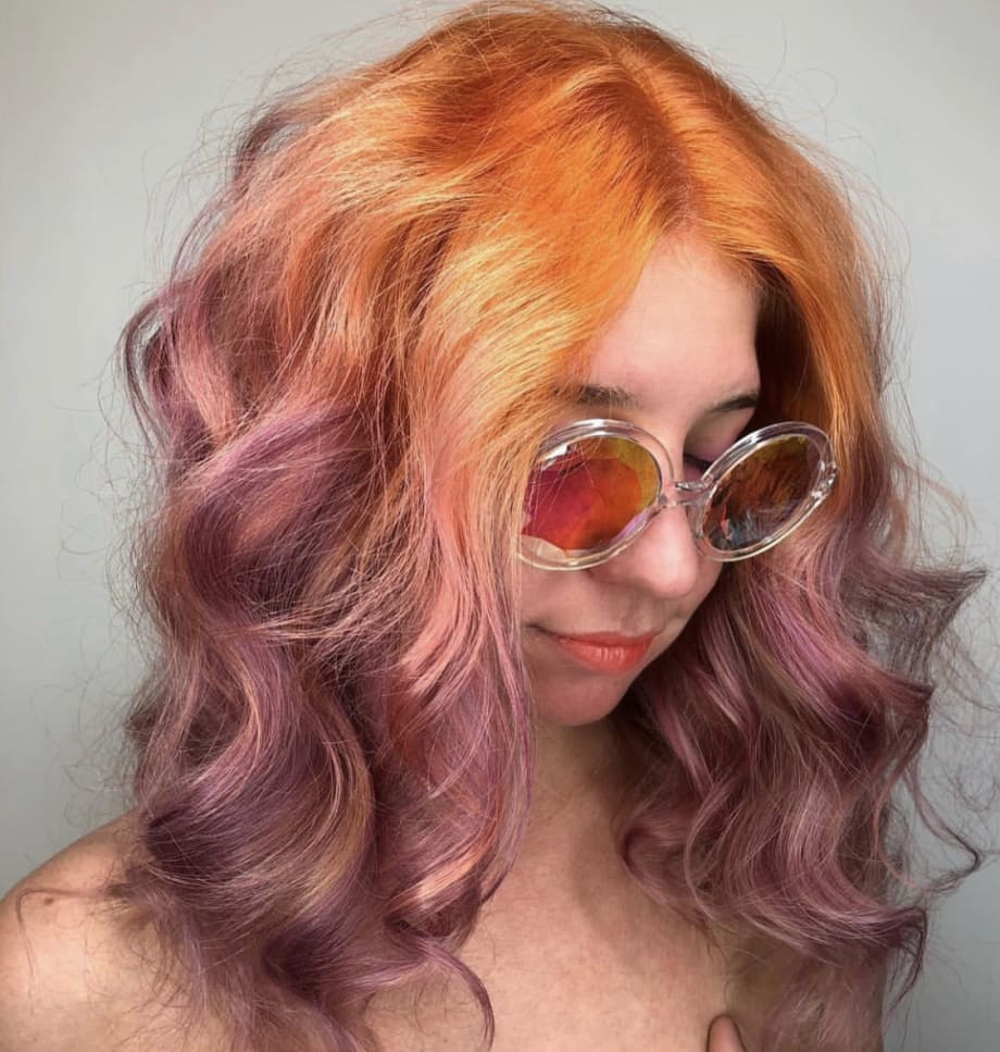 Peach and Lavender Color Melt Using Goldwell Pure Pigments