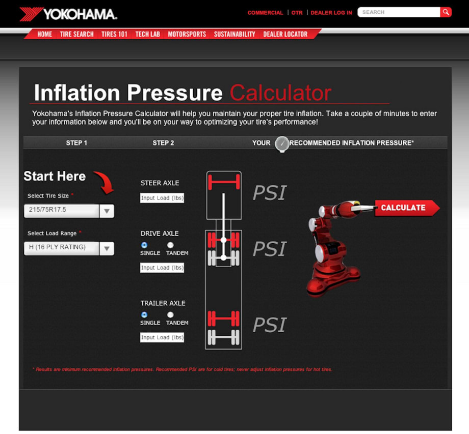 Online Inflation Pressure Calculator