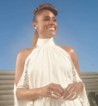 Get the Look: Issa Rae's Shimmering Pink Mani
