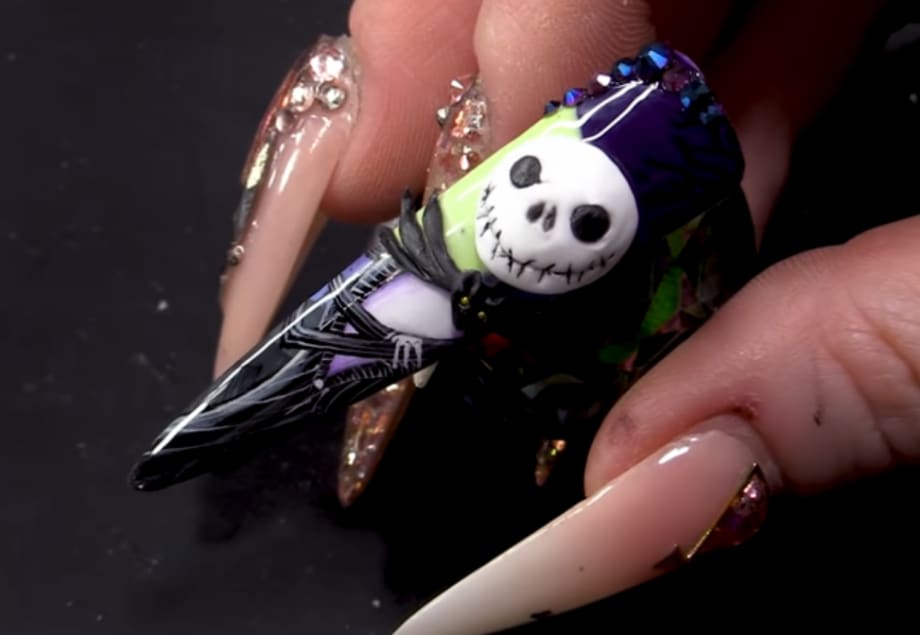 3-D Jack Skellington Nail Art
