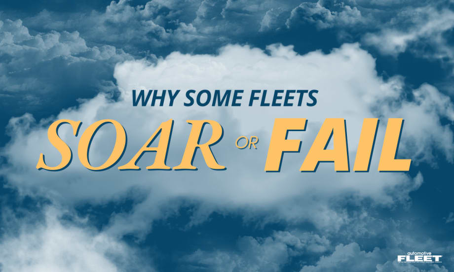 A collage of clouds over a dark blue sky with text reading "Why Some Sleets Soar or Fail".