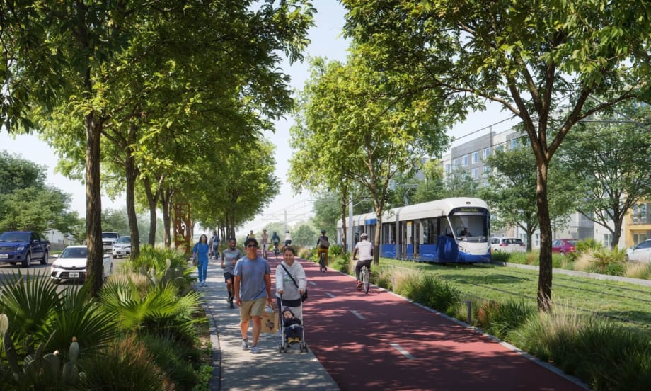 Rendering of an Austin Light Rail station.
