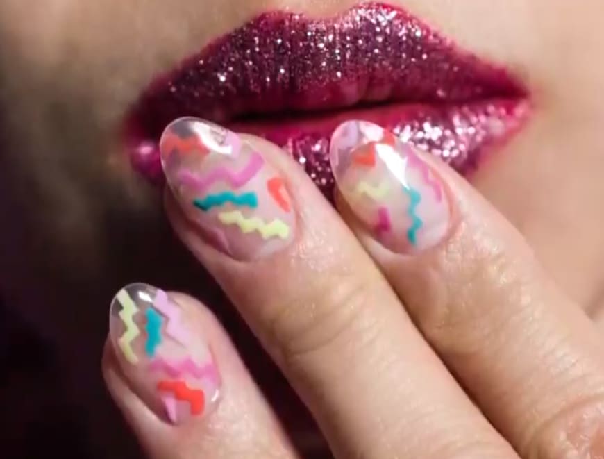 Japanese Rainbow Squiggle Nail Art by OPI