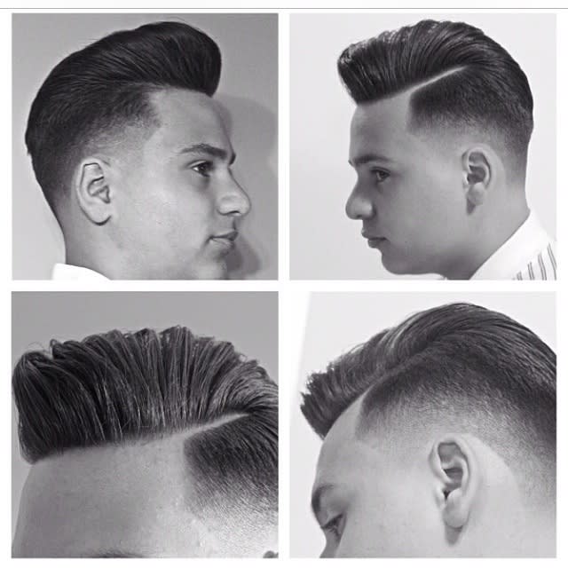 Pompadour Fade With a Hard Part by Jason Reyes