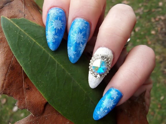 Stamped Snowflake Nail Art