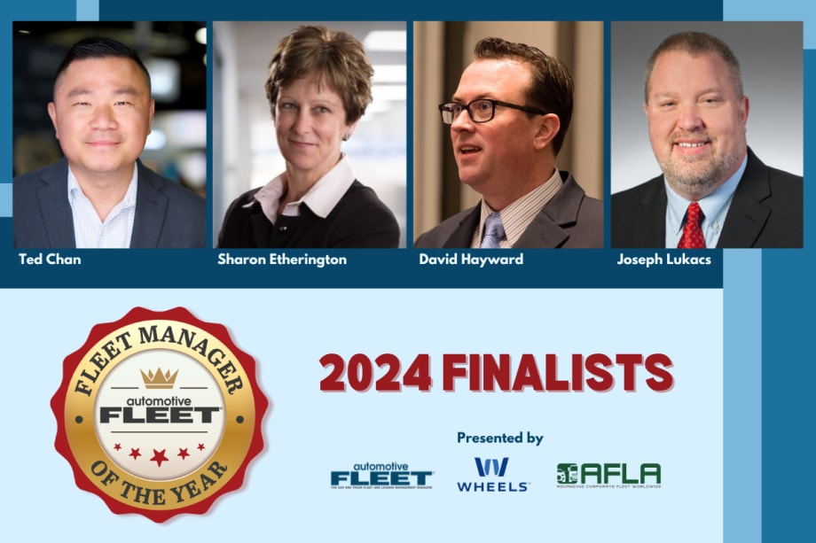 A blue graphic listening the Fleet Manager of the Year finalists.
