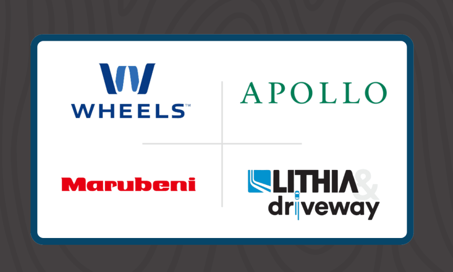 Gray, blue and white graphic with multiple company logos.