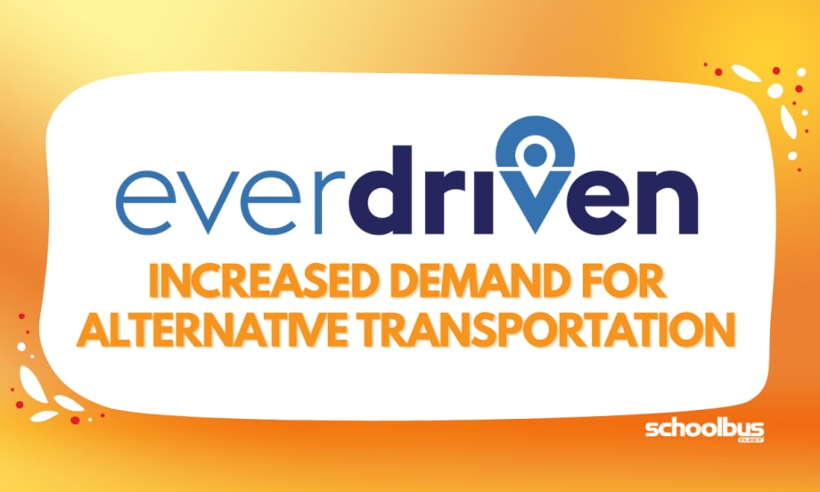 An orange and white graphic with EverDriven's logo and text reading, "Increased Demand for Alternative Transportation."