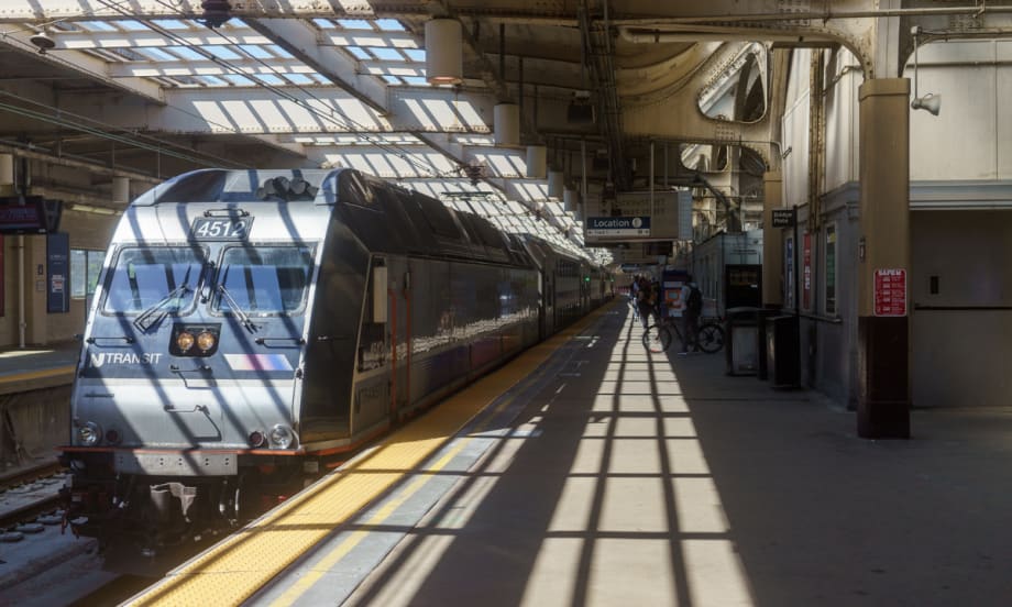 NJ TRANSIT rail station platform.