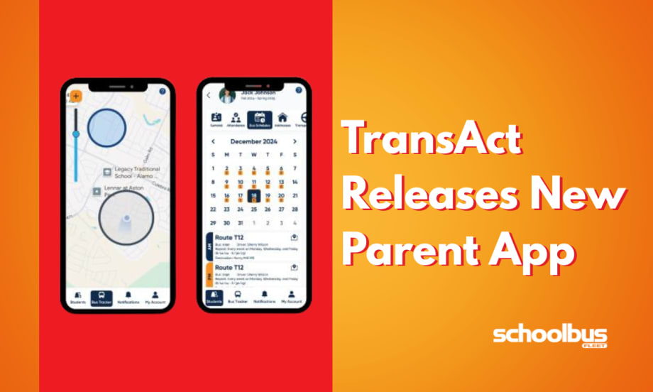 A graphic with screenshots of TransAct's new parent app and text reading "Transact Releases New Parent App".