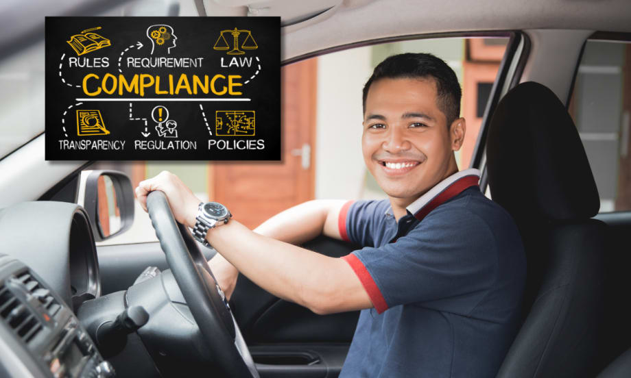 Man behind wheel of car