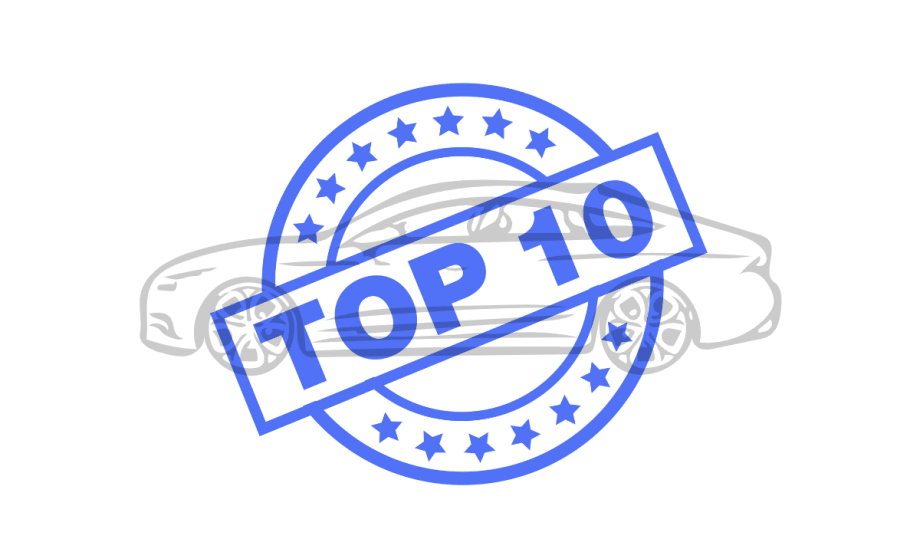 Top 10 stamp over a car outline