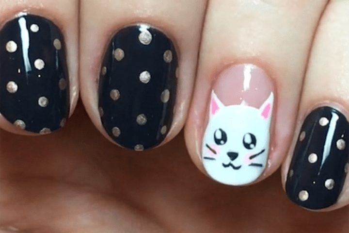 Easy Cat Nail Art Design