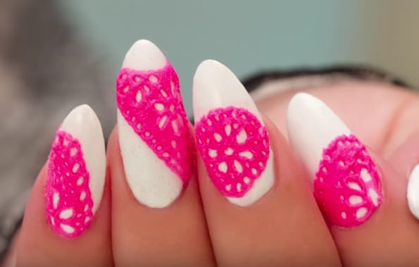 Create Lace Nail Art by Mixing Gel and Acrylic