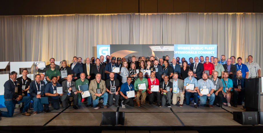 The winners of the leading fleet awards pose for a group picture.