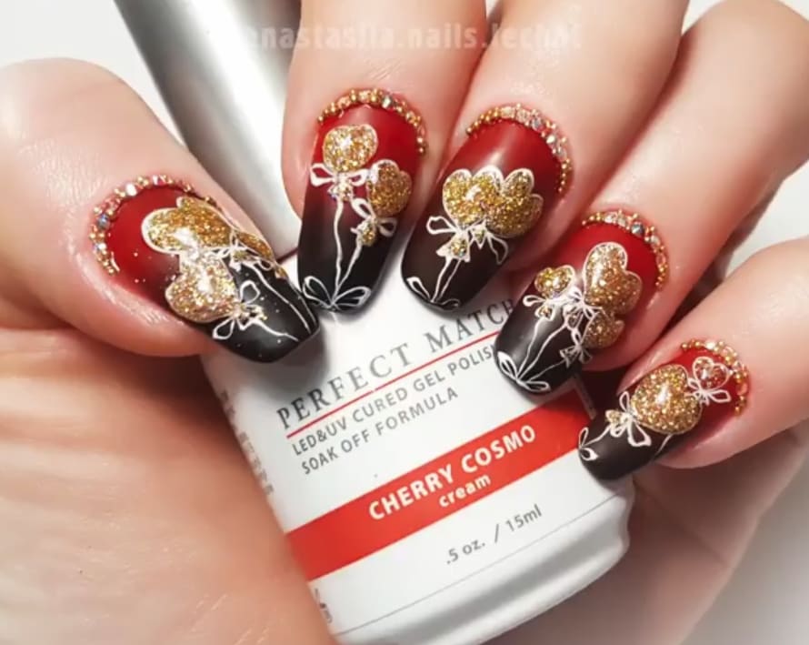 LeChat Heart Balloons Nail Art