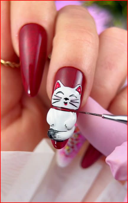 A nail design of a cat
