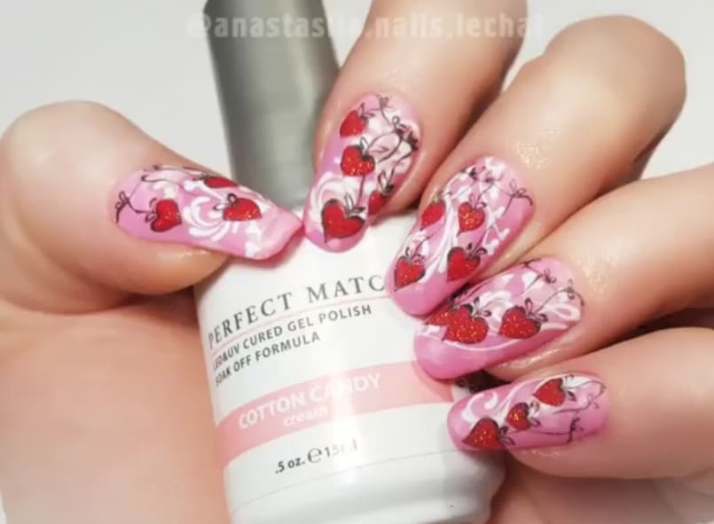 LeChat Red Heart Nail Art