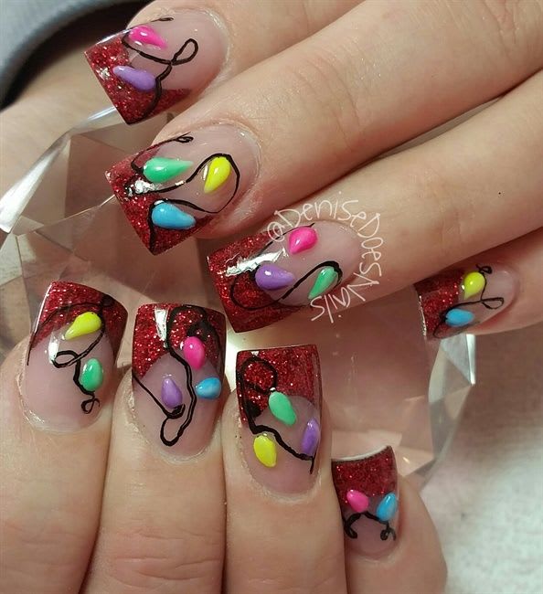 Let There Be Lights: Christmas Light-Themed Nail Art