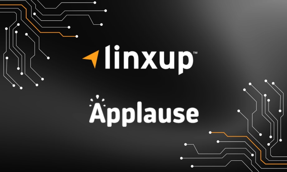 Linxup and Applause logos displayed together in a graphic announcing a partnership integrating fleet safety tracking with employee performance tools.