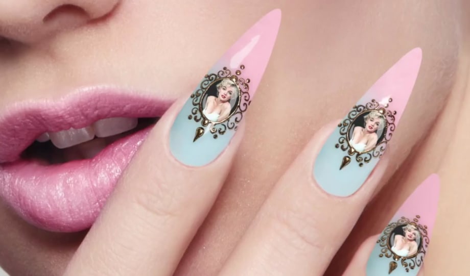 Marilyn Monroe Liquid Jewel Nail Art (Nails 21)