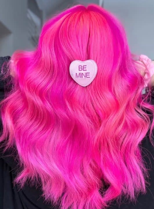Long and bright pink hair