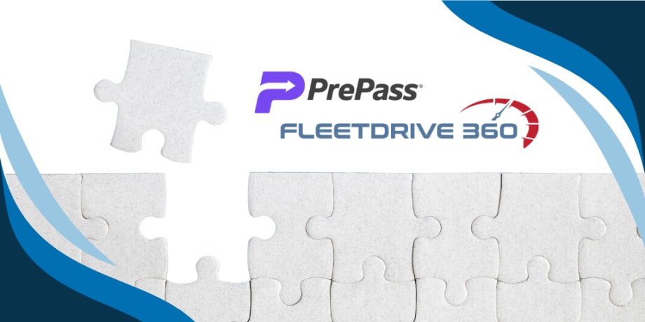 Mergers and acquisition graphic with PrePass and Fleetdrive logos