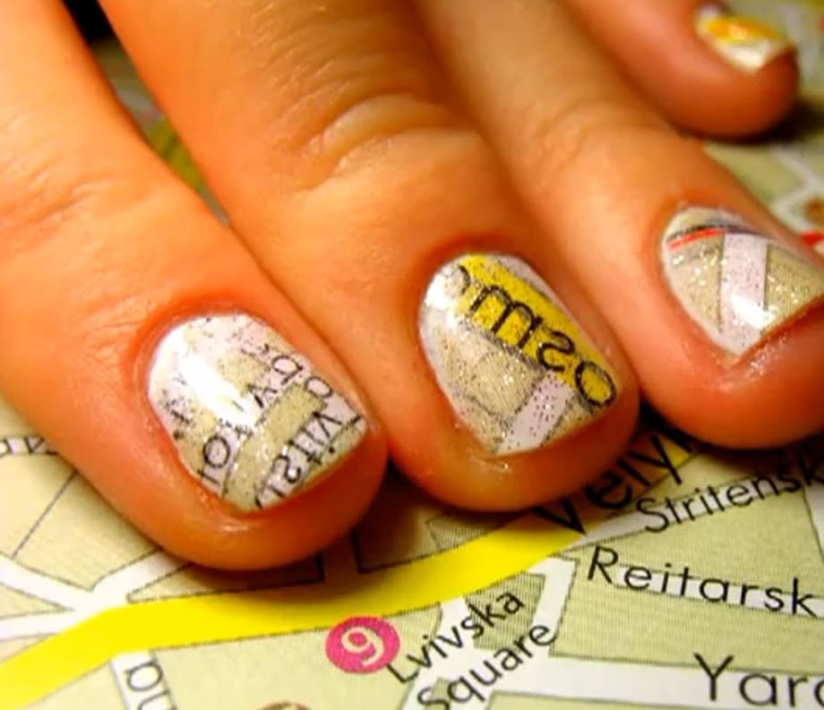 Road Map Nail Art - Easy Homemade Nail Art Tutorial