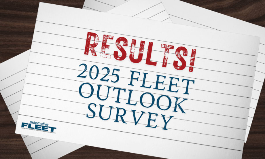 A pile of index cards with text reading "RESULTS! 2025 FLEET OUTLOOKS SURVEY".