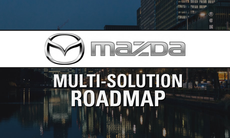A Tokyo prefecture with the Mazda logo and text reading "Electrification Roadmap".
