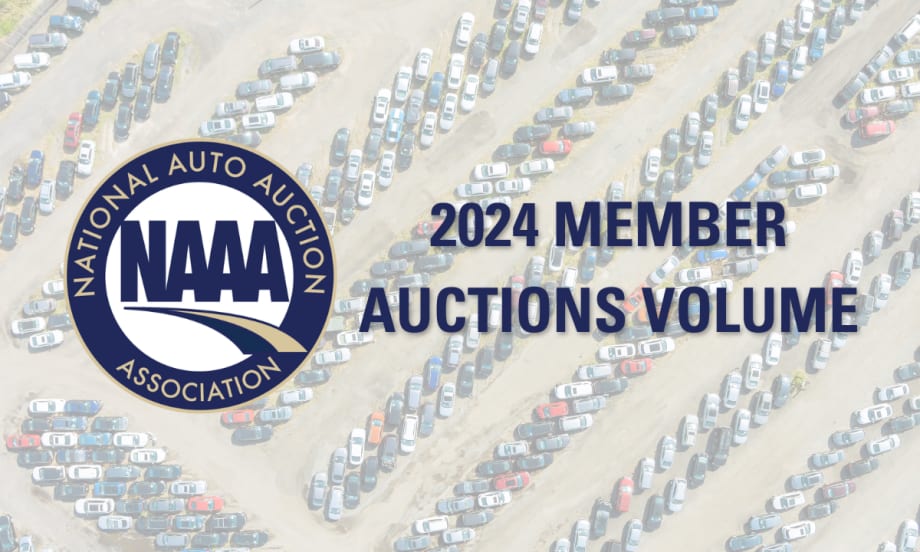 An aerial view of a auction lot with the NAAA logo and text reading 
2024 Member Auctions Volume".