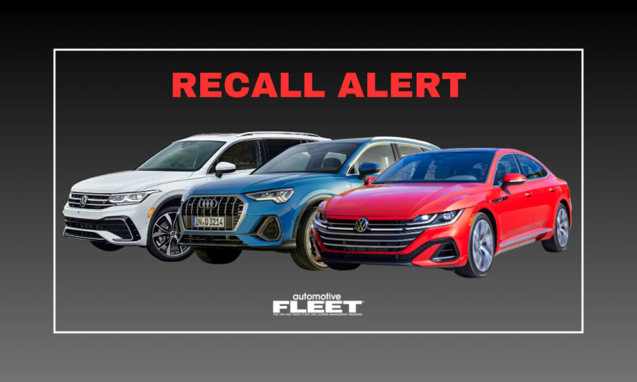 A black, red and white recall alert graphic with cars listed in the recall.