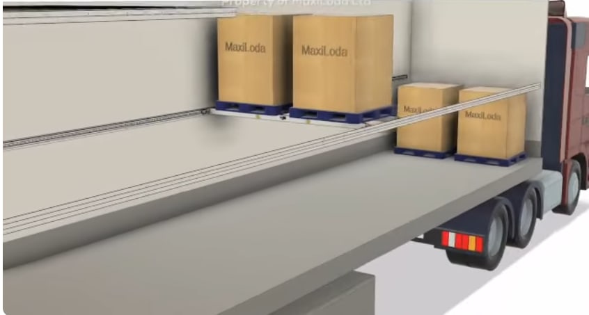 Illustration of Maxiloda glide double-decking system inside trailer